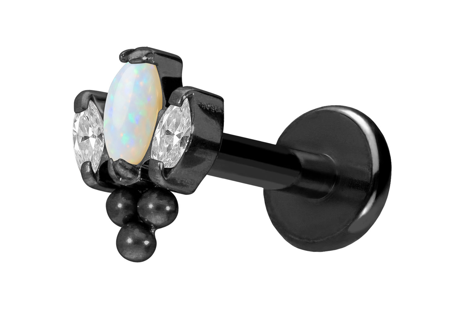 Titan Labret Piercing mit Push Fit LOTUSBLÜTE + 3 KUGELN